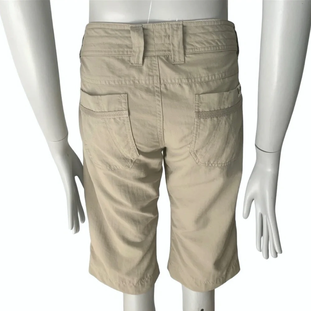 THE NORTH FACE Long Hiking Shorts Capris Nylon Quick Dry Khaki Tan Trail - Picture 2 of 15